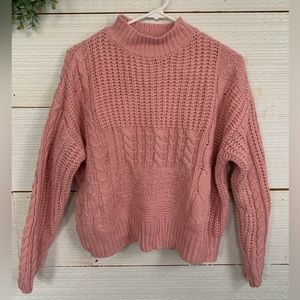 Woman’s Crew Neck Cable Knit Sweater by Time and Tru. Size M (8-10) Color-Pink